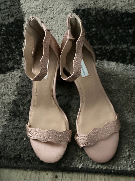 INC International Concepts Shoes - INC International Concepts Blush Pink Scalloped Rhinestone Ankle-Strap Heels